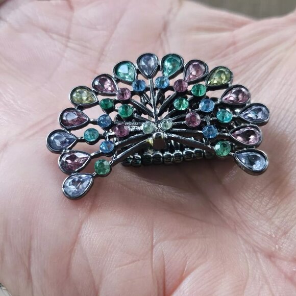 Peacock Ring Multi Color Crystals Fashion Women Jewelry Ring Size Adjustable - Picture 10 of 12